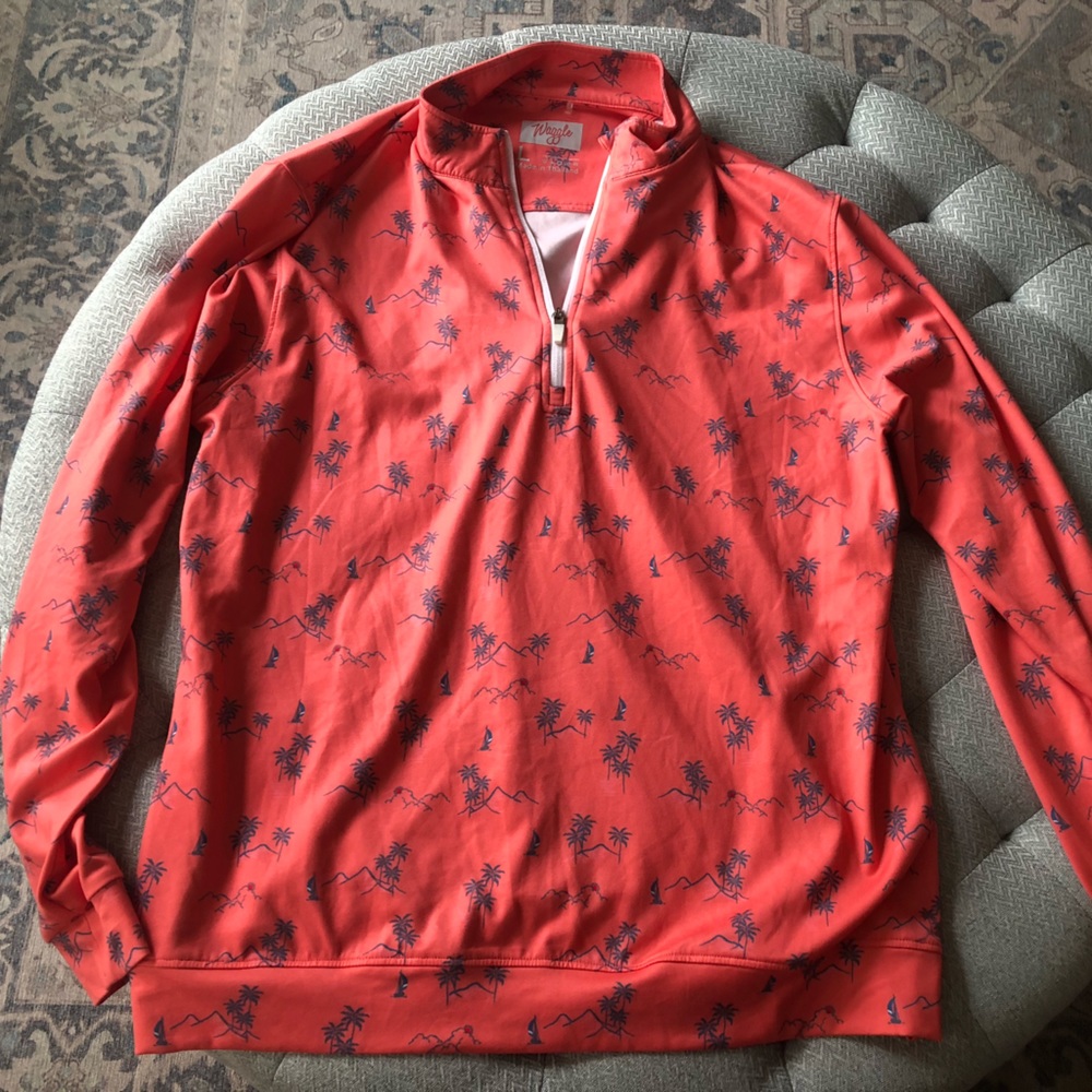 Waggle Golf Coral pattern Quarter zip Size Men’s Large